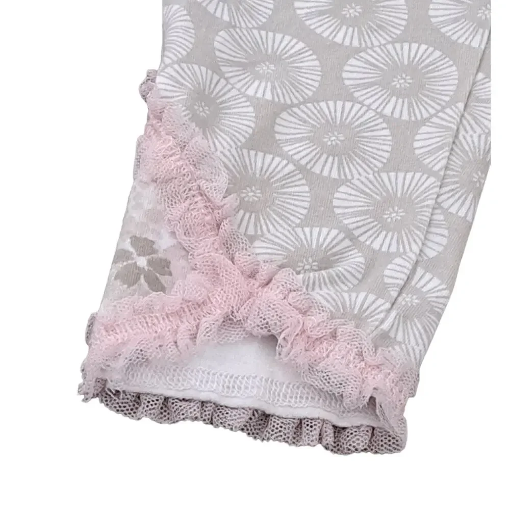 Naartjie Gray Floral With Pink Tulle Capris Girls Size XS 3 Years